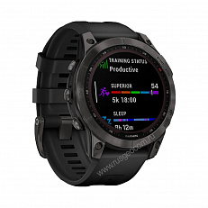 gps Часы Garmin Fenix 7 Sapphire Solar титановый серый DLC с черным ремешком