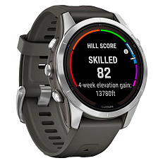 Garmin Fenix 7S Pro Solar серебристый с черным ремешком - смарт часы