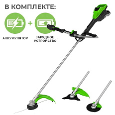 Аккумуляторный триммер Greenworks TB201H бесщеточный, 82V c АКБ 5 Ач + ЗУ 4А