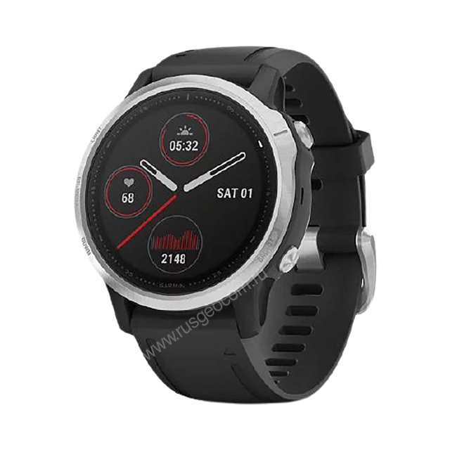 Часы Garmin Fenix 6S Silver Black Band серебристые с черным ремешком