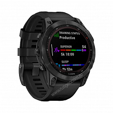 смарт Часы Garmin Fenix 7 Solar серый с черным ремешком