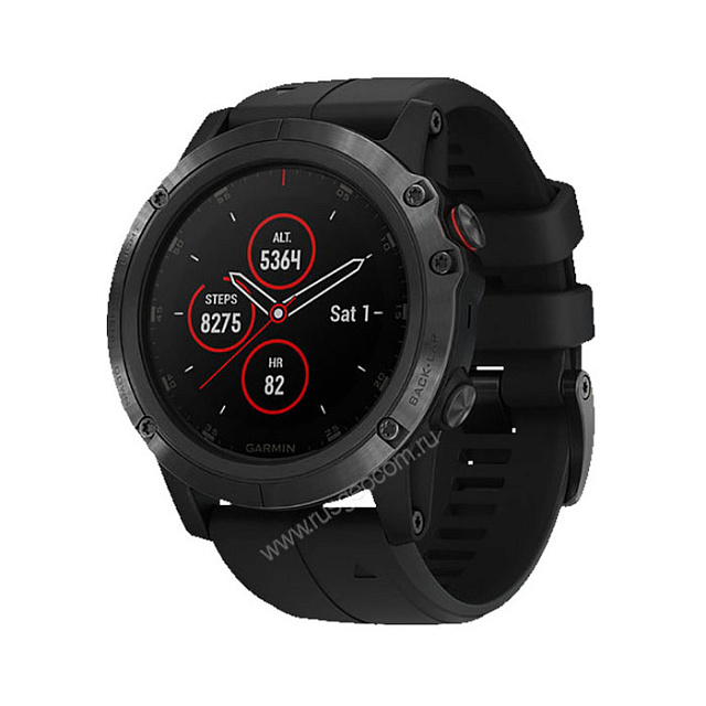 Часы Garmin Fenix 5X Plus Sapphire черный с черным ремешком Россия