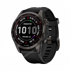 Часы Garmin Fenix 7S Sapphire Solar титановый угольно-серый DLC с силиконовым ремешком