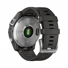 Garmin Fenix 7 серебристый с графитовым силиконовым ремешком